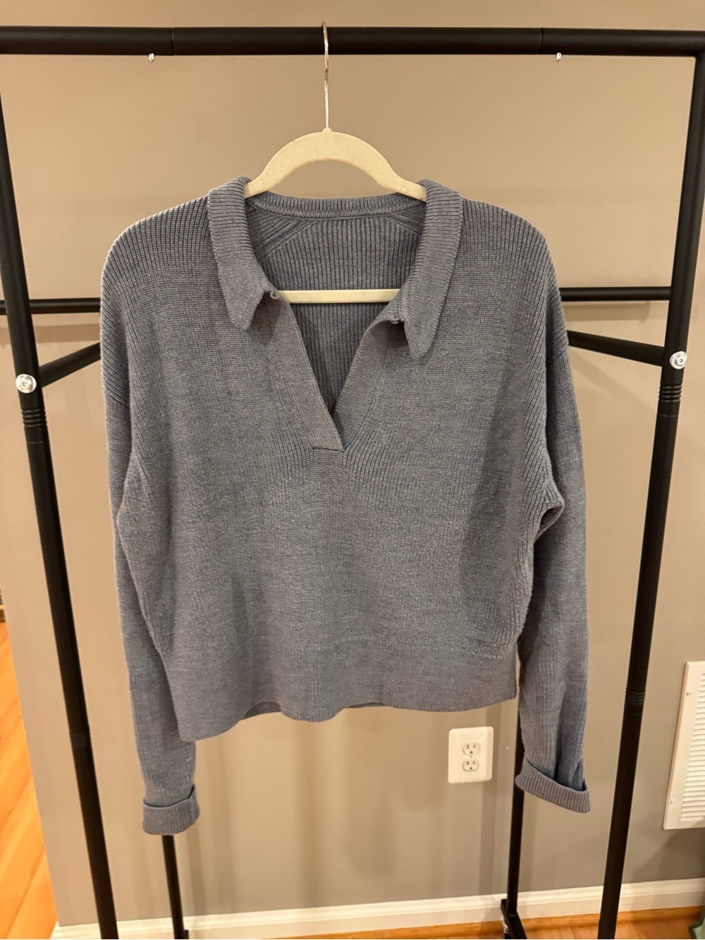 lululemon collared merino wool blend sweater - slate gray